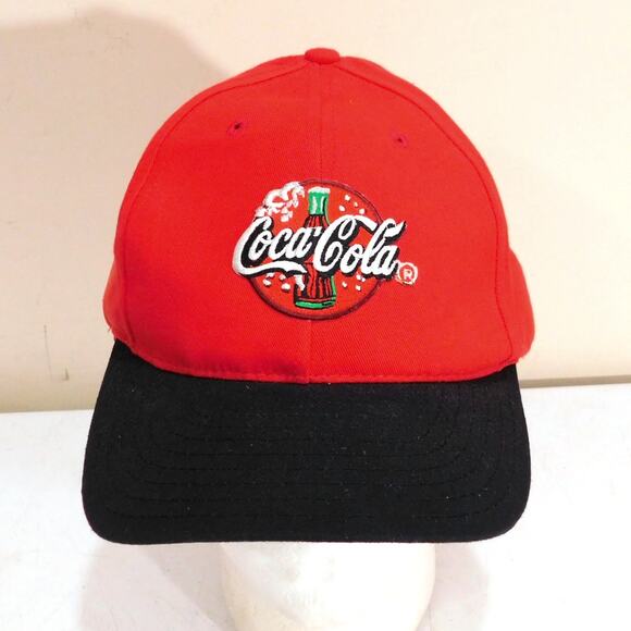 Vintage Coca Cola Hat Strapback Adjustable Red Black Embroidered Minor Flaw - Picture 1 of 8